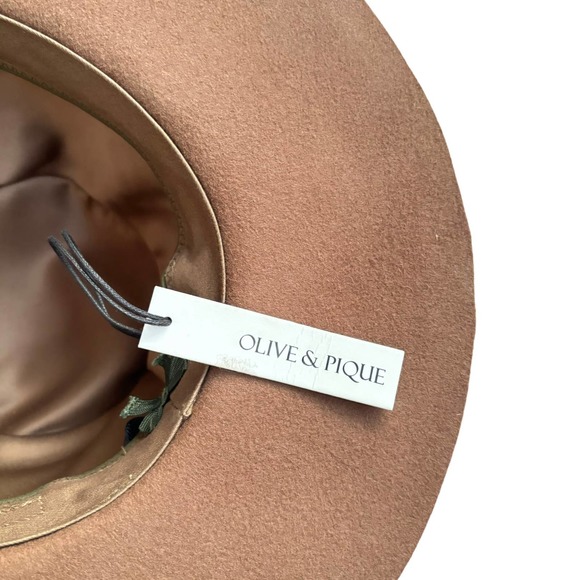 OLIVE & PIQUE BRAND NEW KAIA BROWN WOOL FELT HAT ADJUSTABLE SIZE PINCHED CROWN main image 8